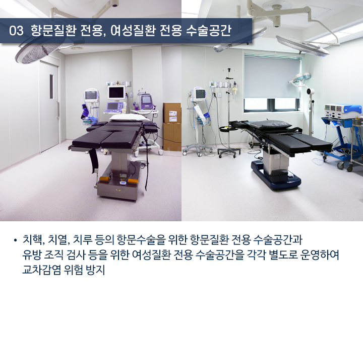 3. 항문질환 전용, 여성질환 전용 수술공간