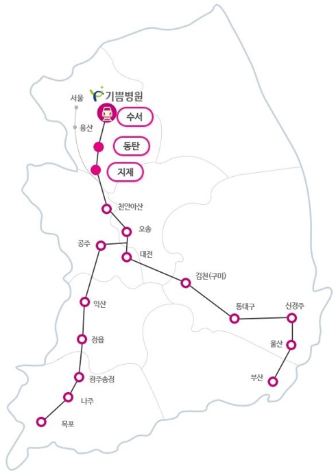 SRT 고속열차 전국 노선도